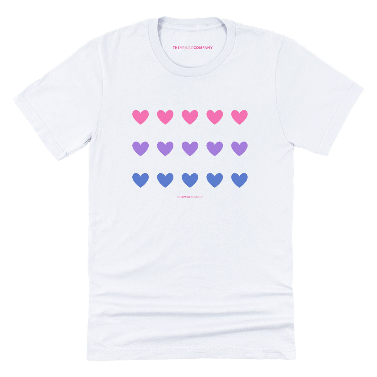 Bisexual Hearts LGBTQ+ Pride T-Shirt-LGBT Apparel, LGBT Clothing, LGBT T Shirt, BC3001-The Spark Company