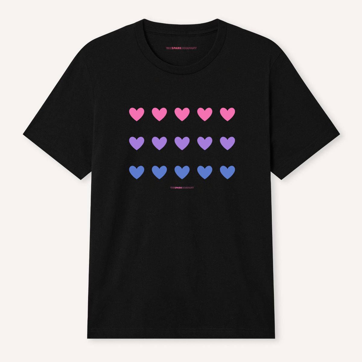Bisexual Hearts LGBTQ+ Pride T-Shirt-LGBT Apparel, LGBT Clothing, LGBT T Shirt, BC3001-The Spark Company