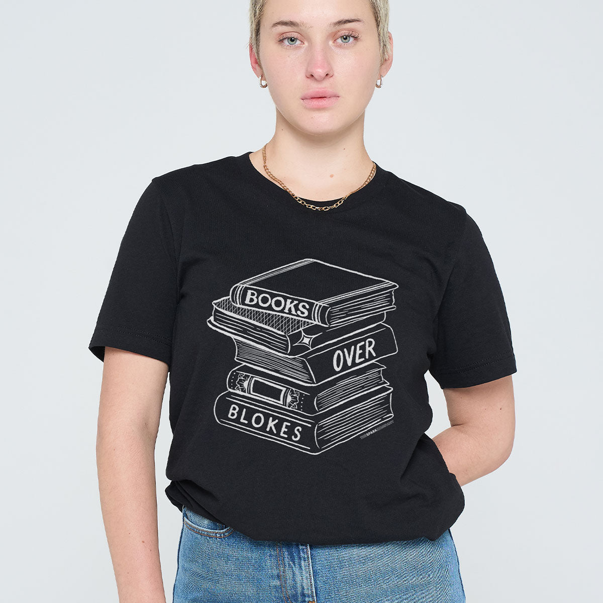 Books Over Blokes T-Shirt-Feminist Apparel, Feminist Clothing, Feminist T Shirt, BC3001-The Spark Company
