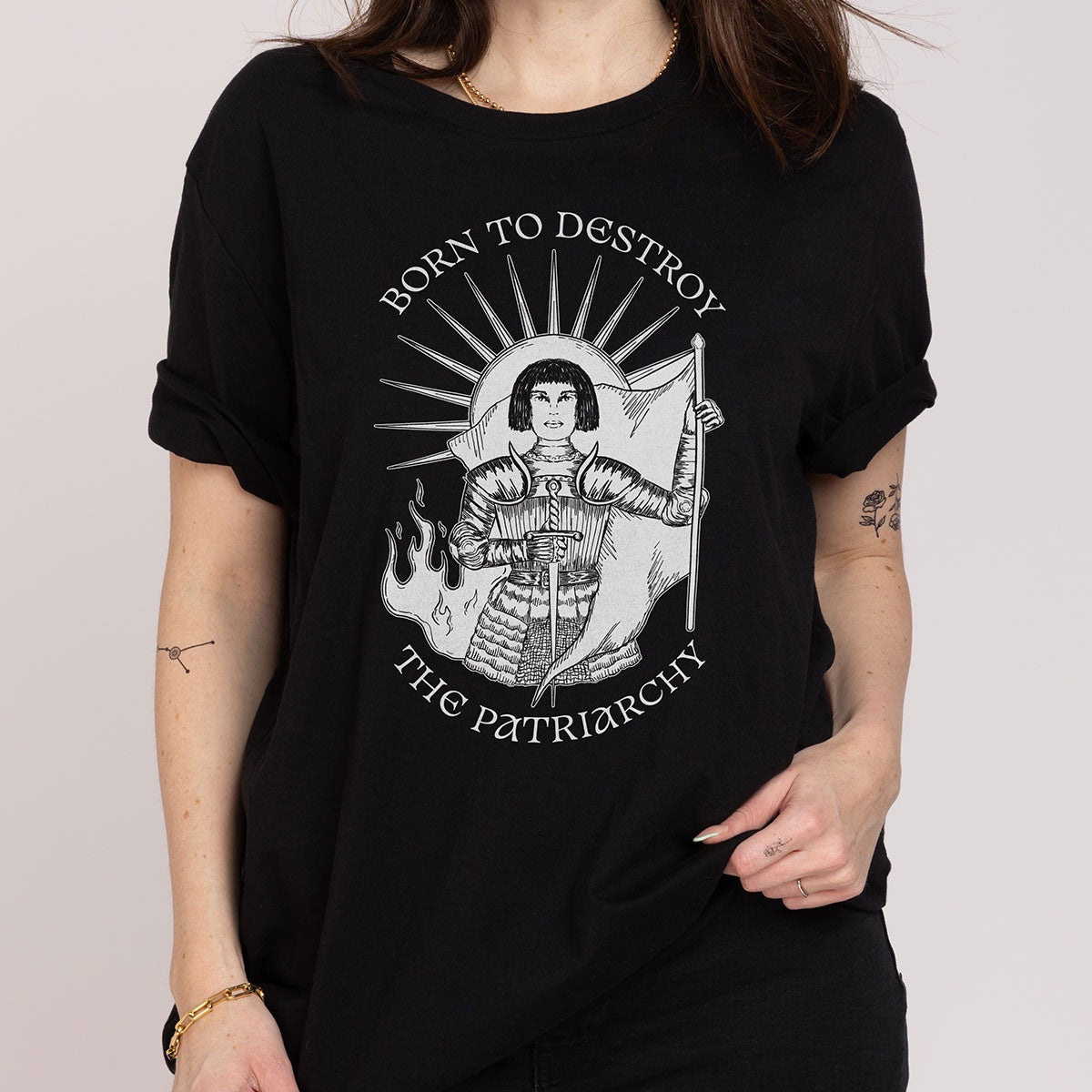 Born To Destroy The Patriarchy T-Shirt-Feminist Apparel, Feminist Clothing, Feminist T Shirt, BC3001-The Spark Company