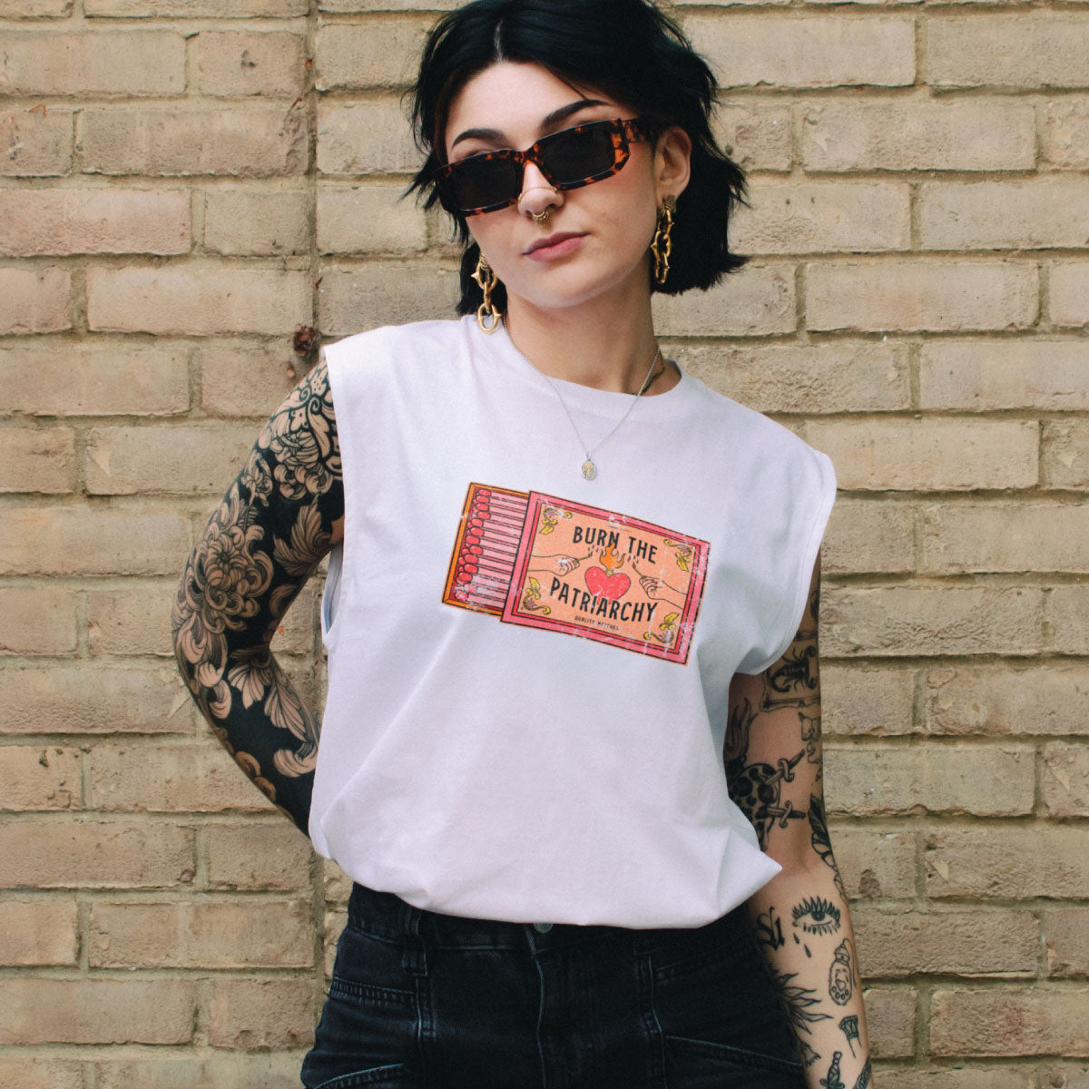 Burn The Patriarchy Sleeveless T-Shirt-Feminist Apparel, Feminist Clothing, Feminist Sleeveless T Shirt, EP01S-The Spark Company