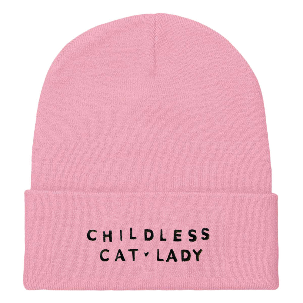 Childless Cat Lady Embroidered Beanie Hat-Feminist Apparel, Feminist Gift, Feminist Cuffed Beanie Hat, BB45-The Spark Company