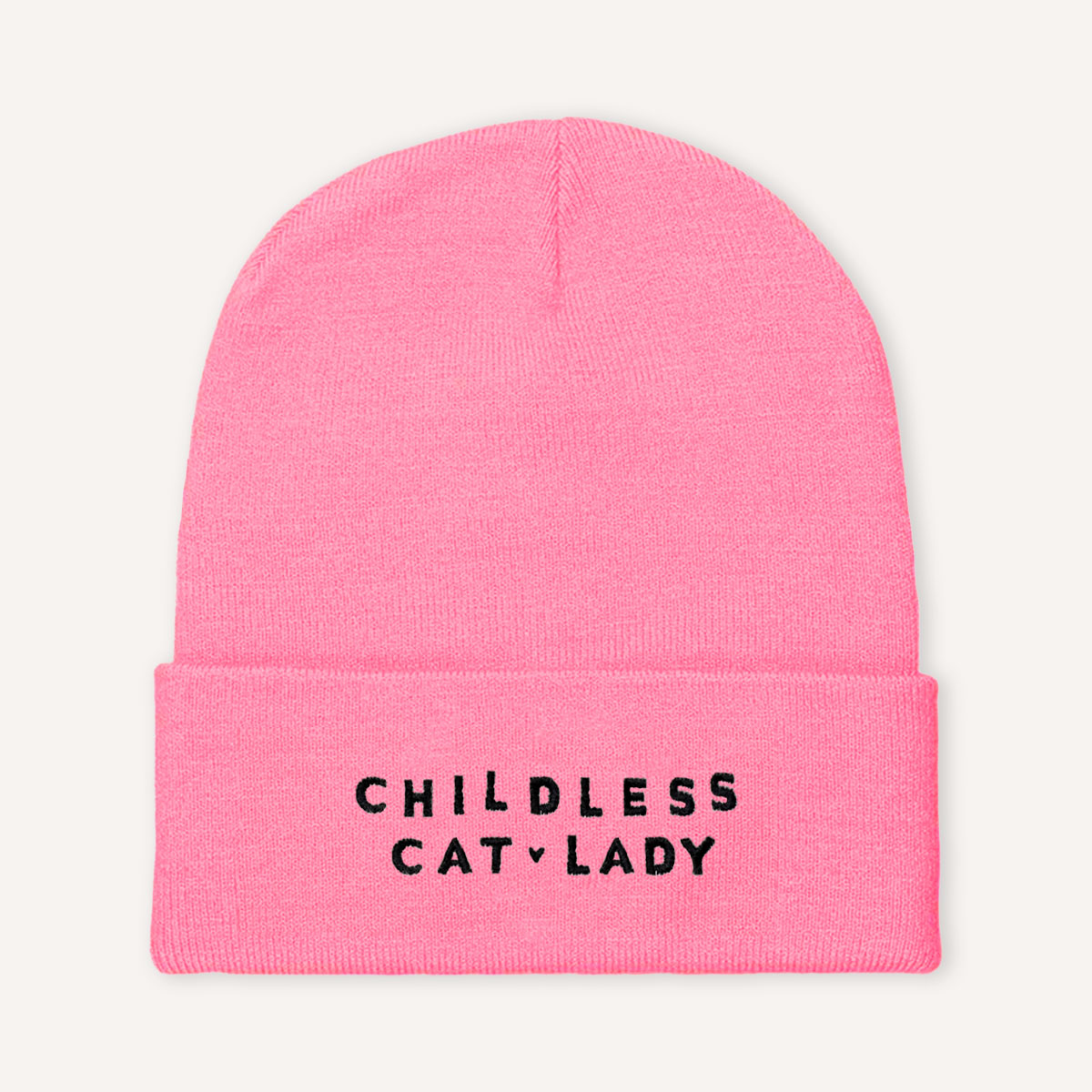 Childless Cat Lady Embroidered Beanie Hat-Feminist Apparel, Feminist Gift, Feminist Cuffed Beanie Hat, BB45-The Spark Company