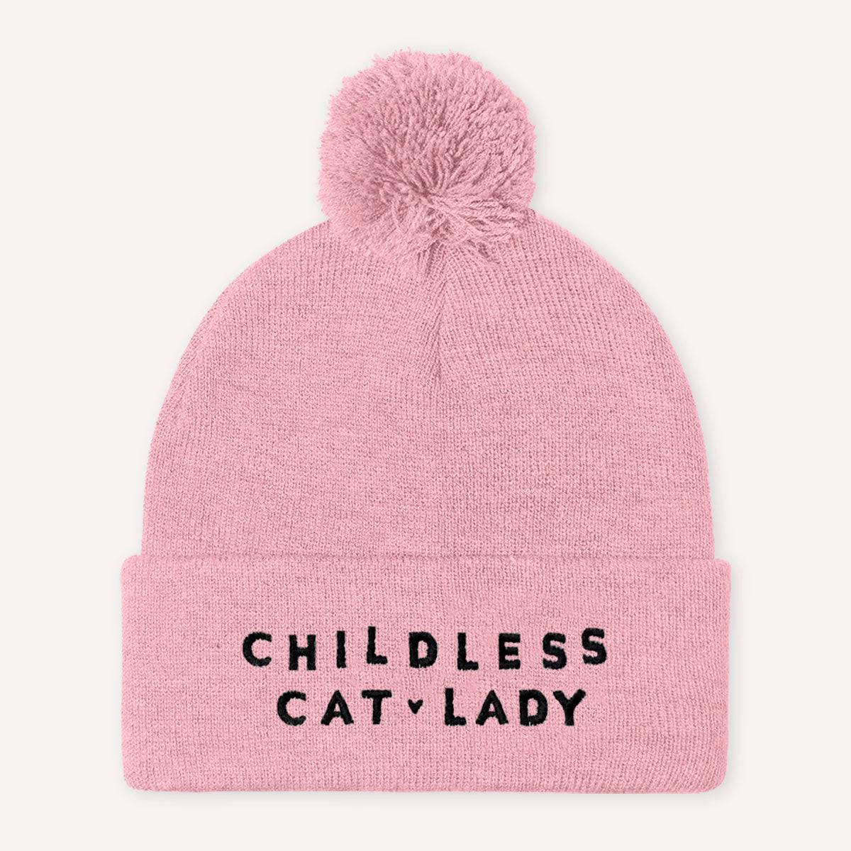Childless Cat Lady Embroidered Pom Pom Beanie Hat-Feminist Apparel, Feminist Gift, Feminist Beanie Hat BB426-The Spark Company