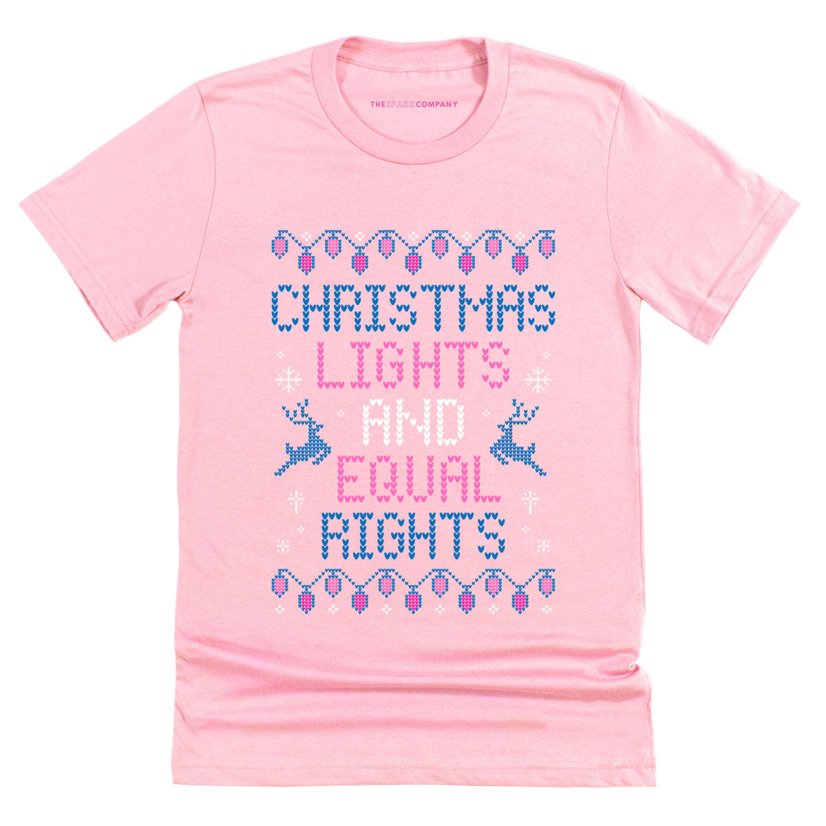 Christmas Lights And Equal Rights Ugly Christmas T-Shirt-Feminist Apparel, Feminist Clothing, Feminist T Shirt, BC3001-The Spark Company