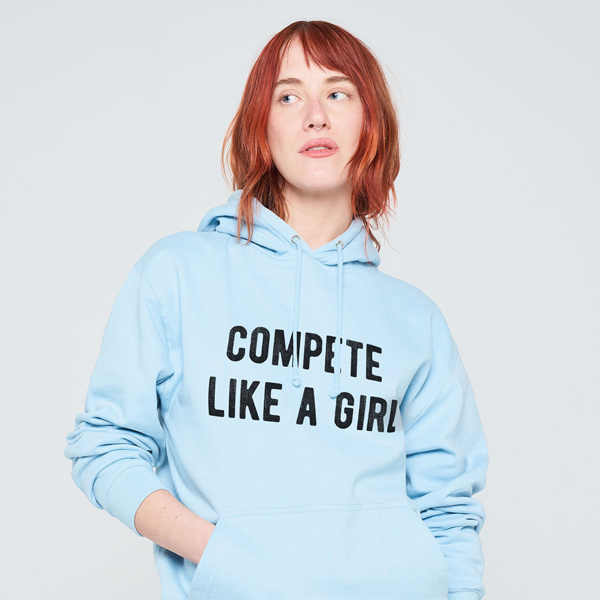 Compete Like A Girl Hoodie-Feminist Apparel, Feminist Clothing, Feminist Hoodie, JH001-The Spark Company