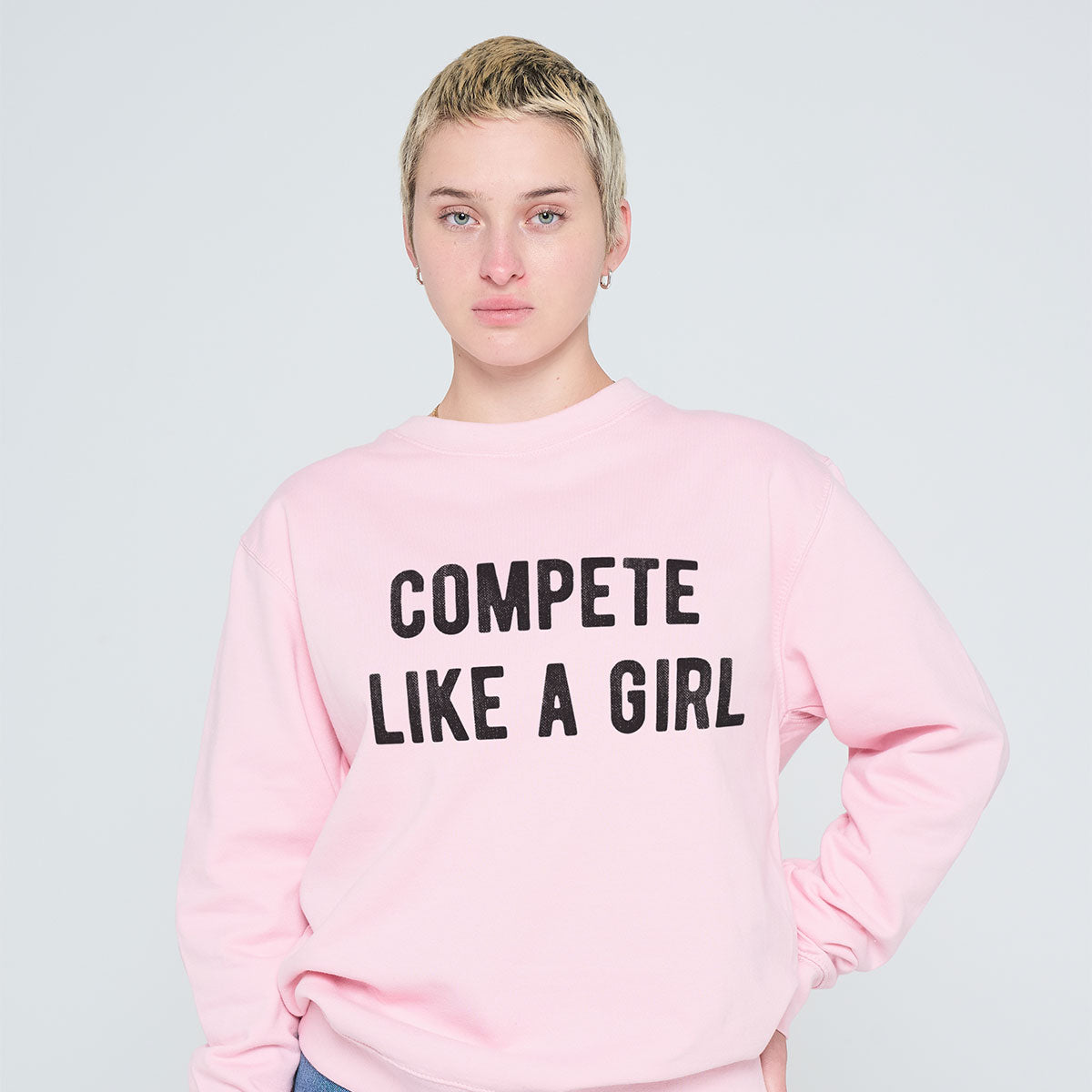 Compete Like A Girl Sweatshirt-Feminist Apparel, Feminist Clothing, Feminist Sweatshirt, JH030-The Spark Company