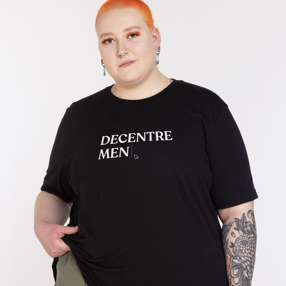 Decentre Men T-Shirt-Feminist Apparel, Feminist Clothing, Feminist T Shirt, BC3001-The Spark Company