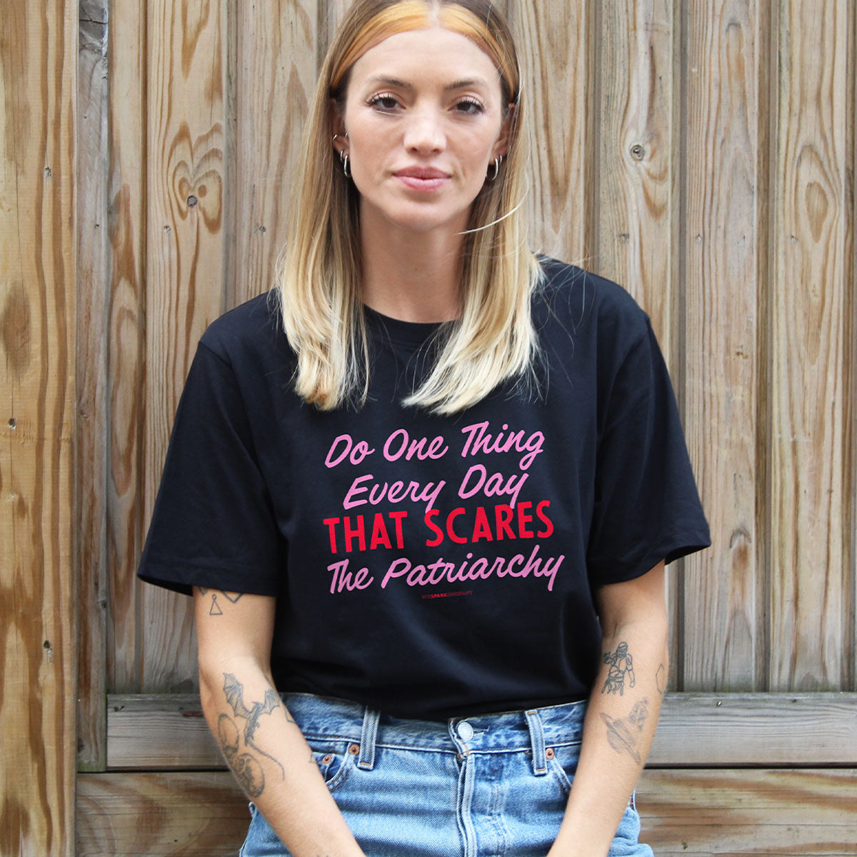 Do One Thing Every Day That Scares The Patriarchy T-Shirt-Feminist Apparel, Feminist Clothing, Feminist T Shirt, BC3001-The Spark Company