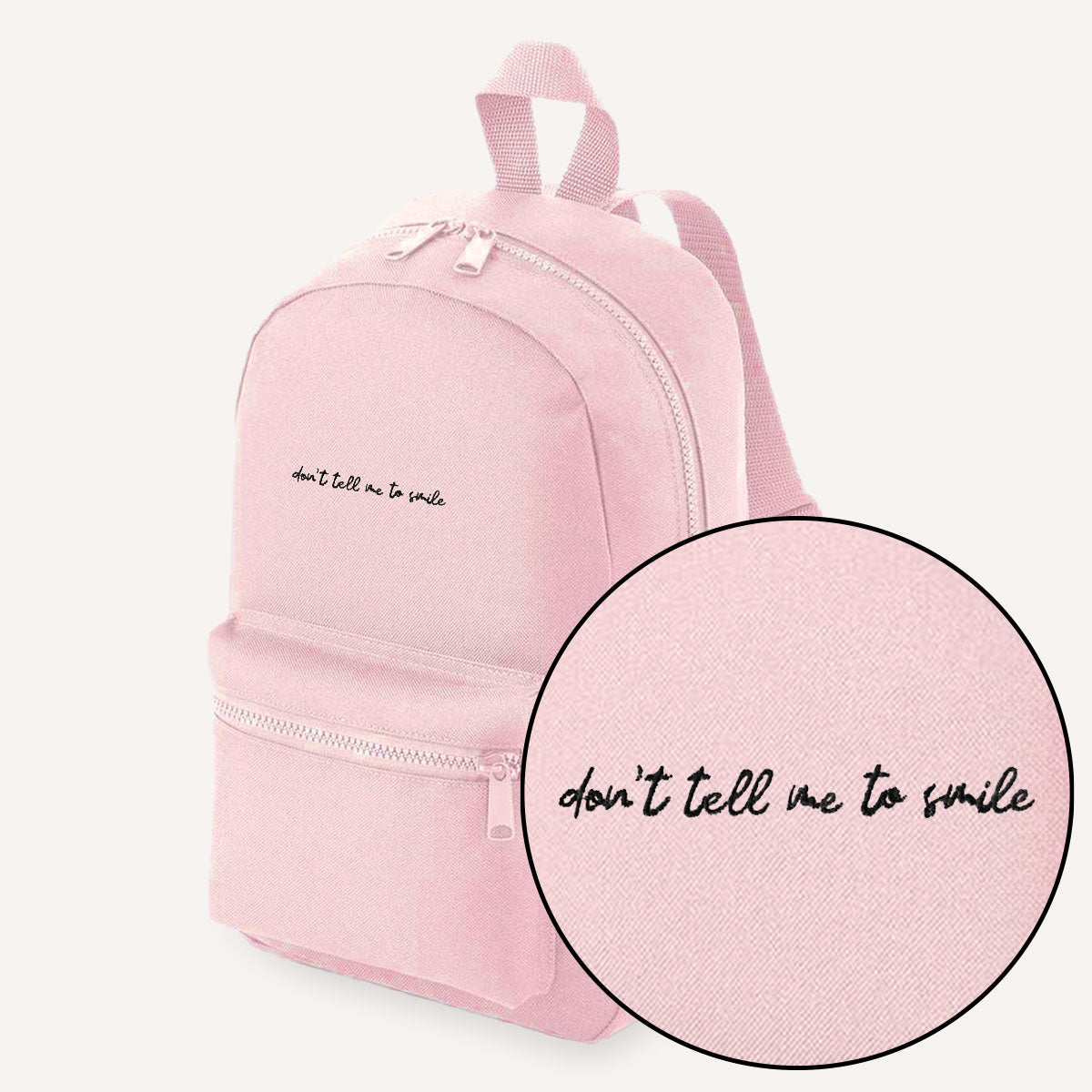 Don't Tell Me To Smile Embroidered Mini Backpack-Feminist Apparel, Feminist Gift, Feminist Mini Backpack, BG153-The Spark Company