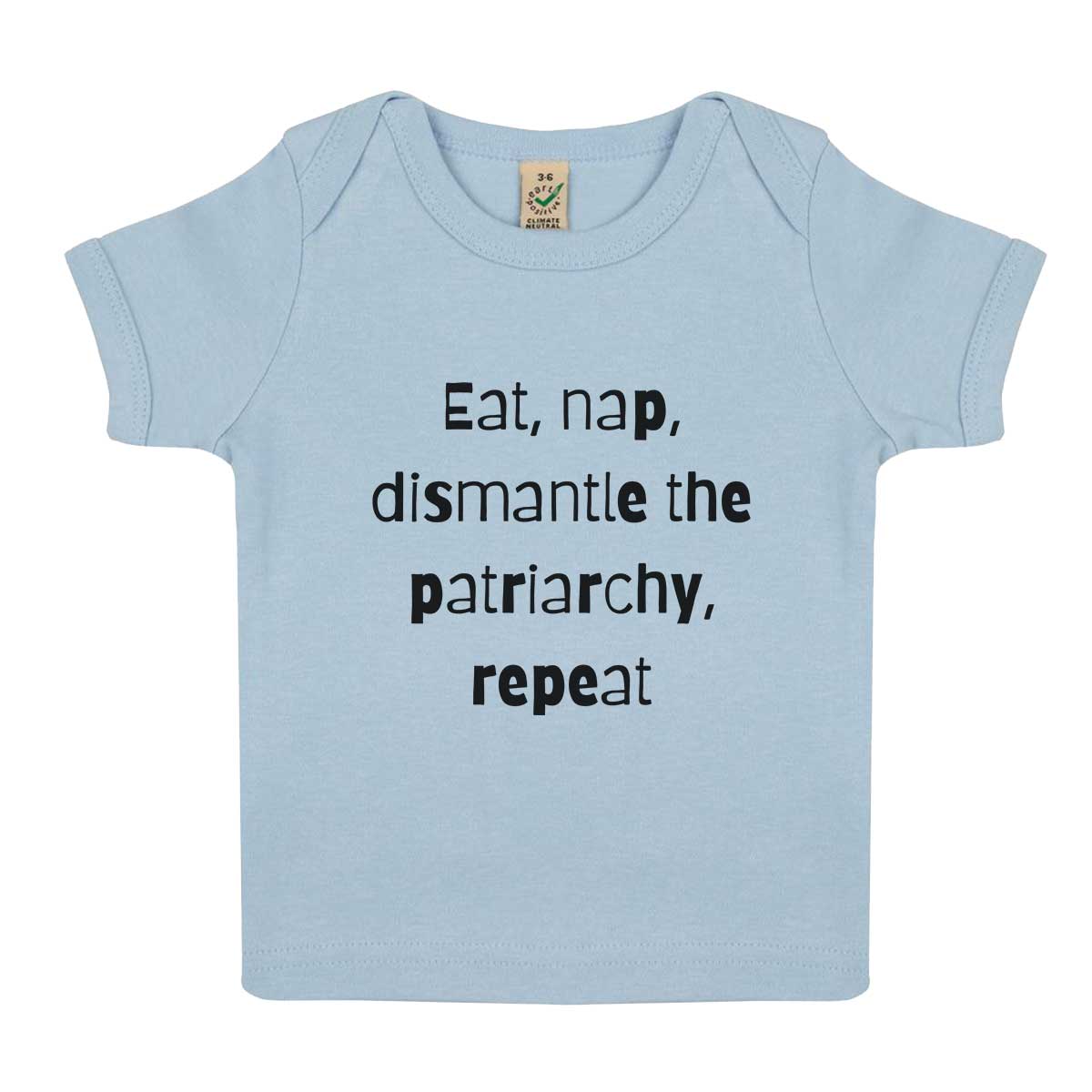 Eat, Nap, Dismantle The Patriarchy, Repeat Baby T-Shirt-Feminist Apparel, Feminist Clothing, Feminist Baby T Shirt, EPB01-The Spark Company