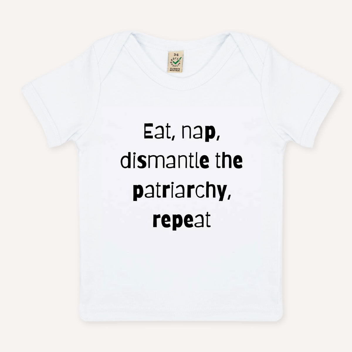 Eat, Nap, Dismantle The Patriarchy, Repeat Baby T-Shirt-Feminist Apparel, Feminist Clothing, Feminist Baby T Shirt, EPB01-The Spark Company