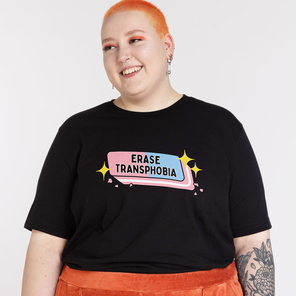 Erase Transphobia T-Shirt-LGBT Apparel, LGBT Clothing, LGBT T Shirt, BC3001-The Spark Company