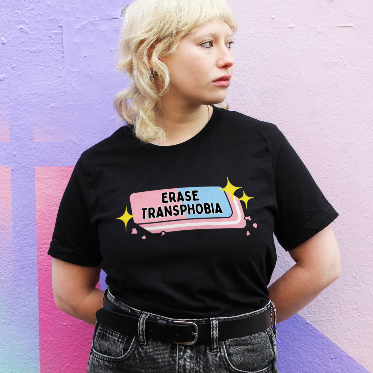 Erase Transphobia T-Shirt-LGBT Apparel, LGBT Clothing, LGBT T Shirt, BC3001-The Spark Company