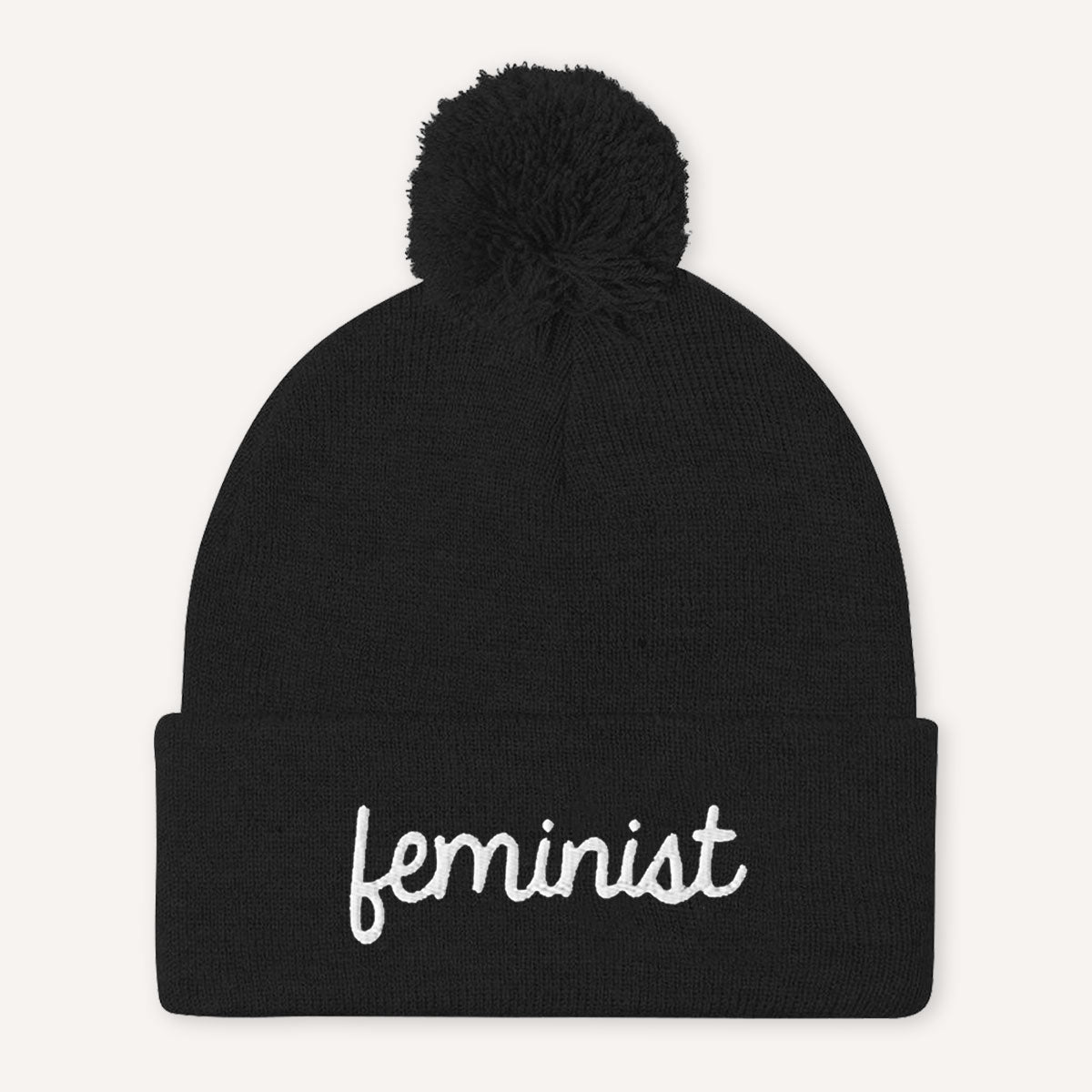 Feminist Embroidered Pom Pom Beanie Hat-Feminist Apparel, Feminist Gift, Feminist Beanie Hat BB426-The Spark Company