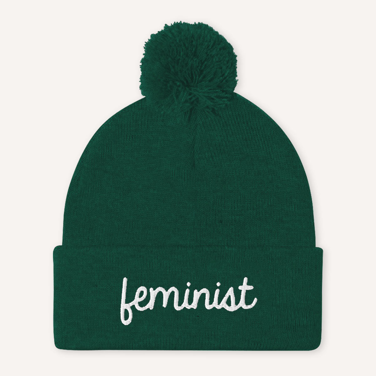 Feminist Embroidered Pom Pom Beanie Hat-Feminist Apparel, Feminist Gift, Feminist Beanie Hat BB426-The Spark Company