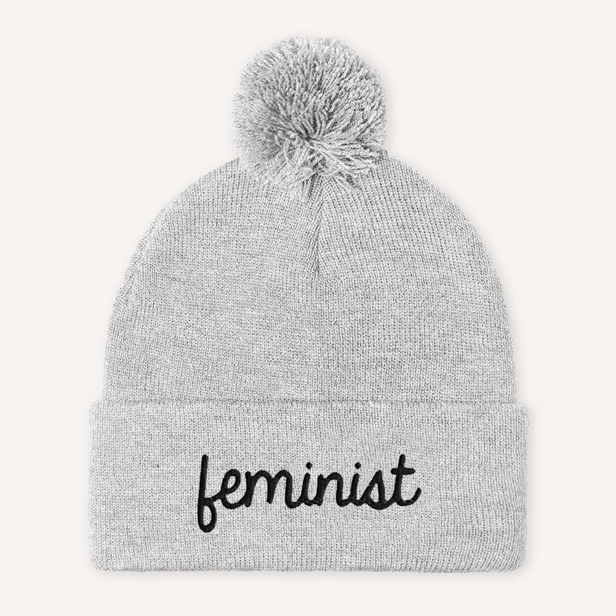 Feminist Embroidered Pom Pom Beanie Hat-Feminist Apparel, Feminist Gift, Feminist Beanie Hat BB426-The Spark Company