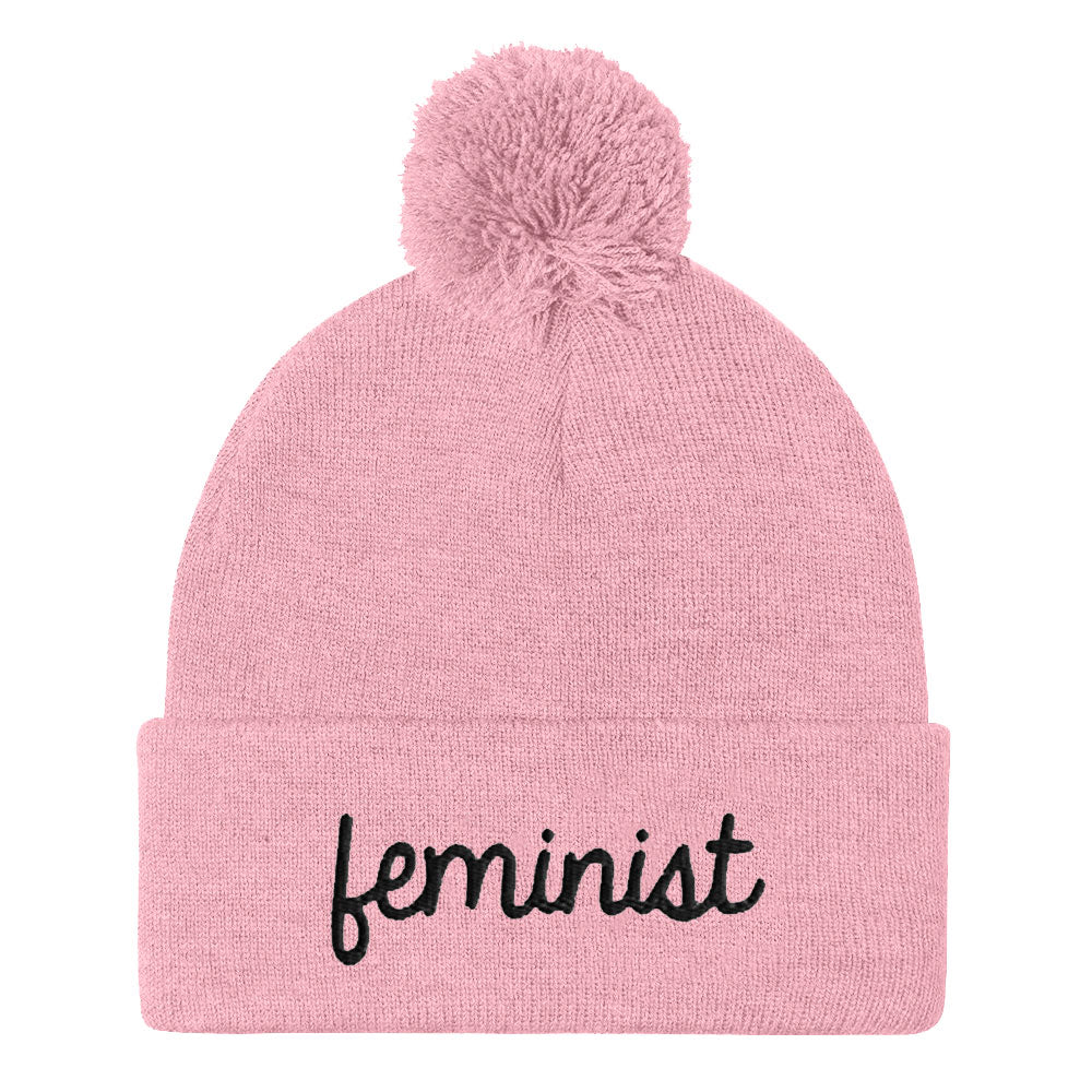 Feminist Embroidered Pom Pom Beanie Hat-Feminist Apparel, Feminist Gift, Feminist Beanie Hat BB426-The Spark Company