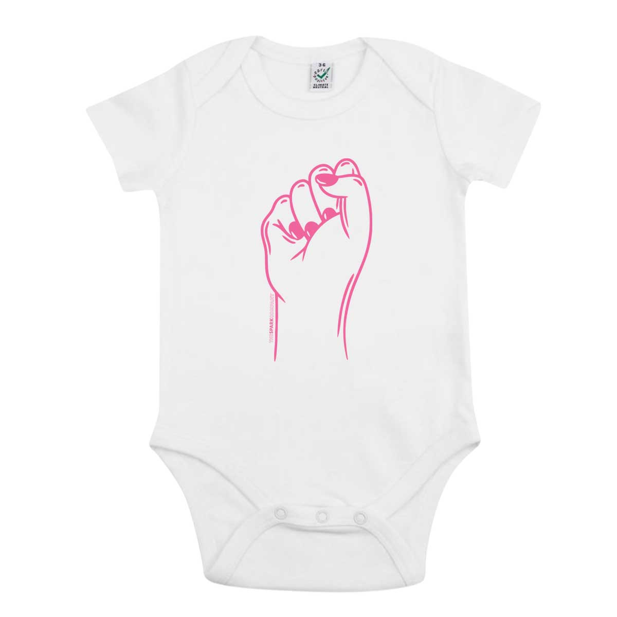 Feminist Fist Babygrow-Feminist Apparel, Feminist Clothing, Feminist Baby Onesie, EPB02-The Spark Company