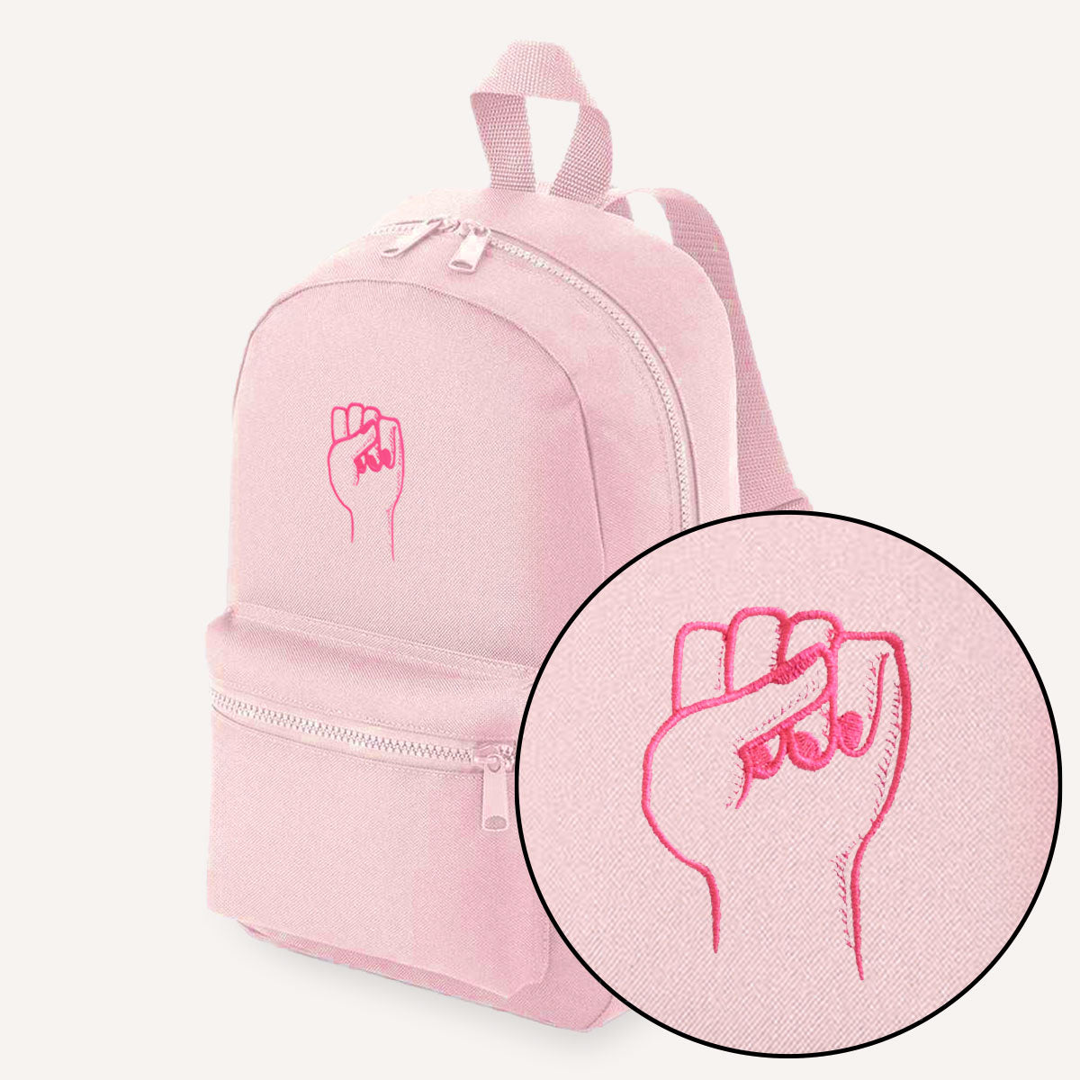 Feminist Fist Embroidered Mini Backpack-Feminist Apparel, Feminist Gift, Feminist Mini Backpack, BG153-The Spark Company