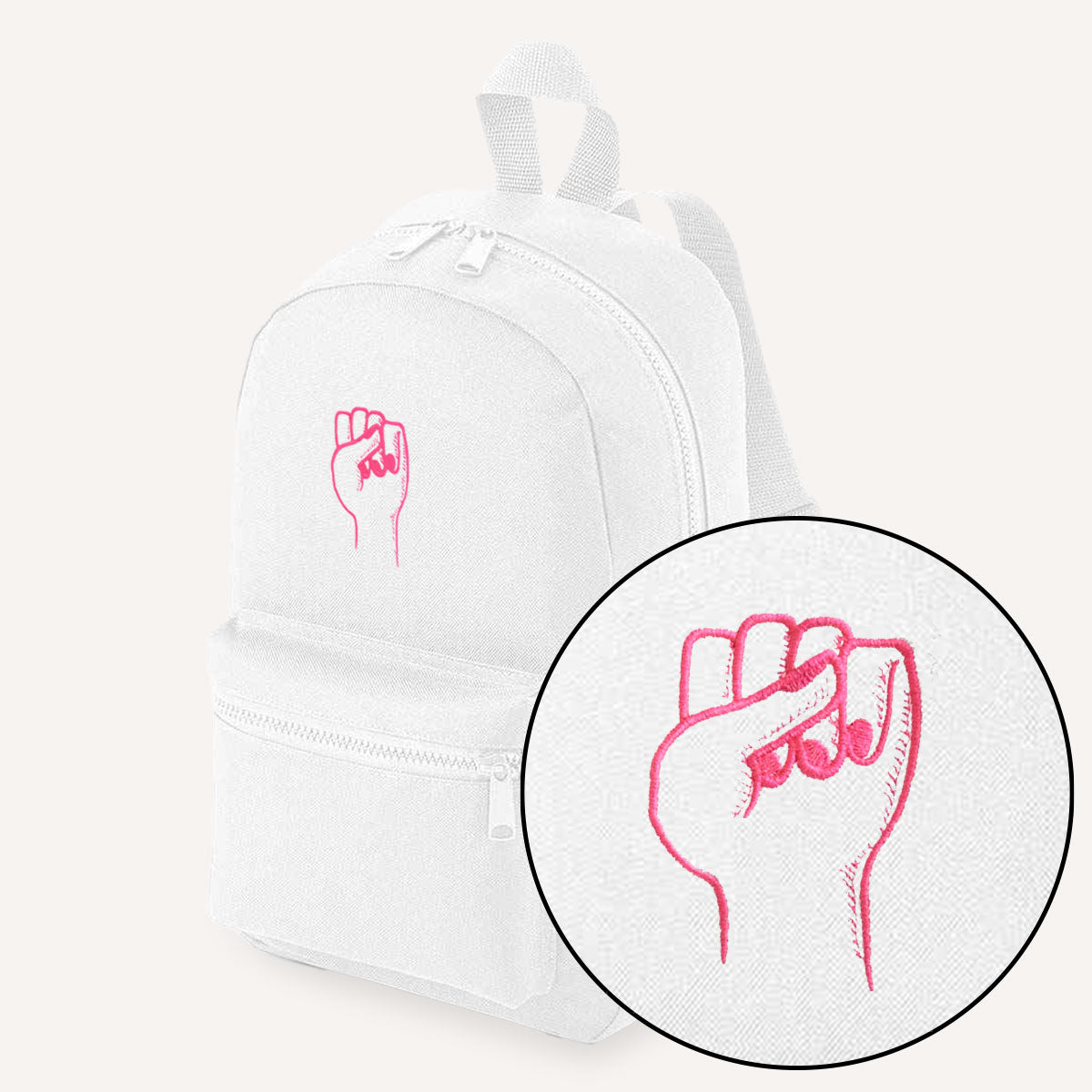 Feminist Fist Embroidered Mini Backpack-Feminist Apparel, Feminist Gift, Feminist Mini Backpack, BG153-The Spark Company