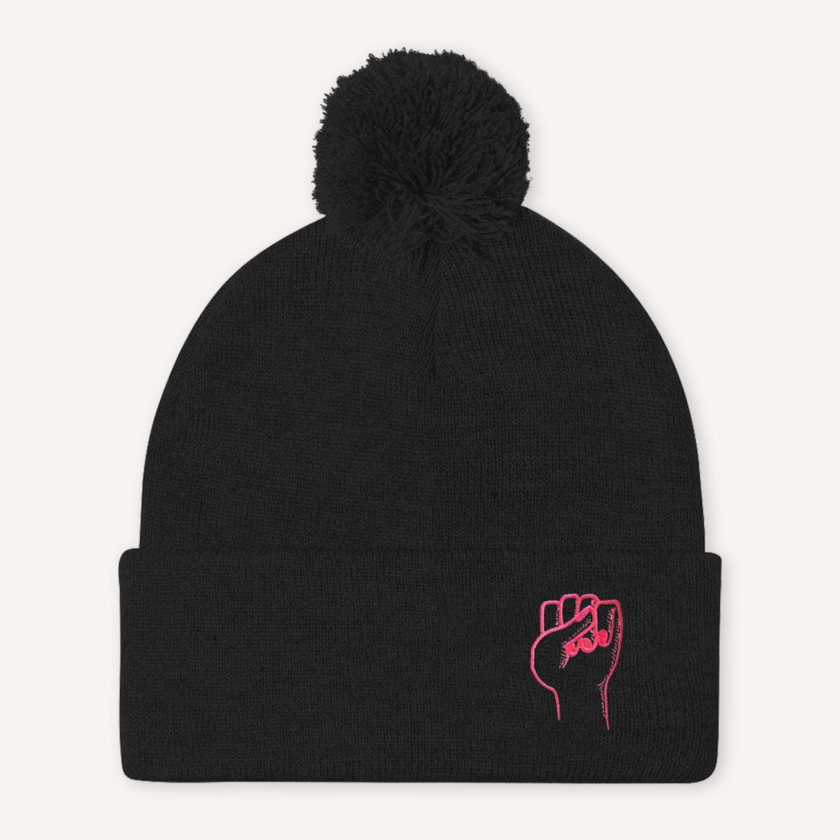 Feminist Fist Embroidered Pom Pom Beanie Hat-Feminist Apparel, Feminist Gift, Feminist Beanie Hat BB426-The Spark Company
