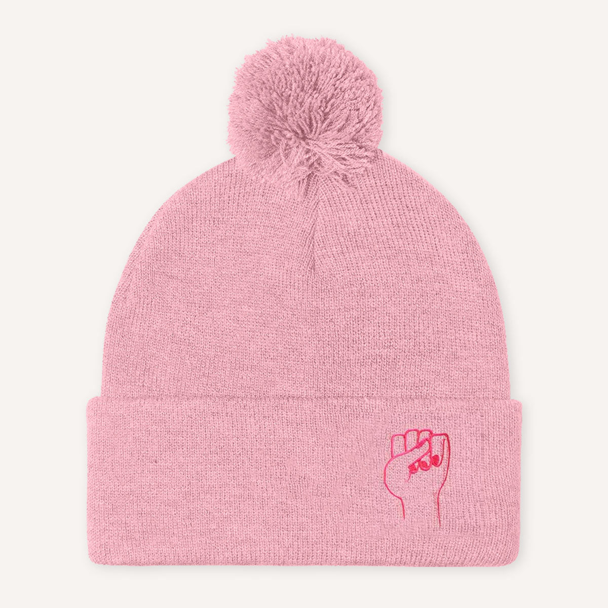 Feminist Fist Embroidered Pom Pom Beanie Hat-Feminist Apparel, Feminist Gift, Feminist Beanie Hat BB426-The Spark Company