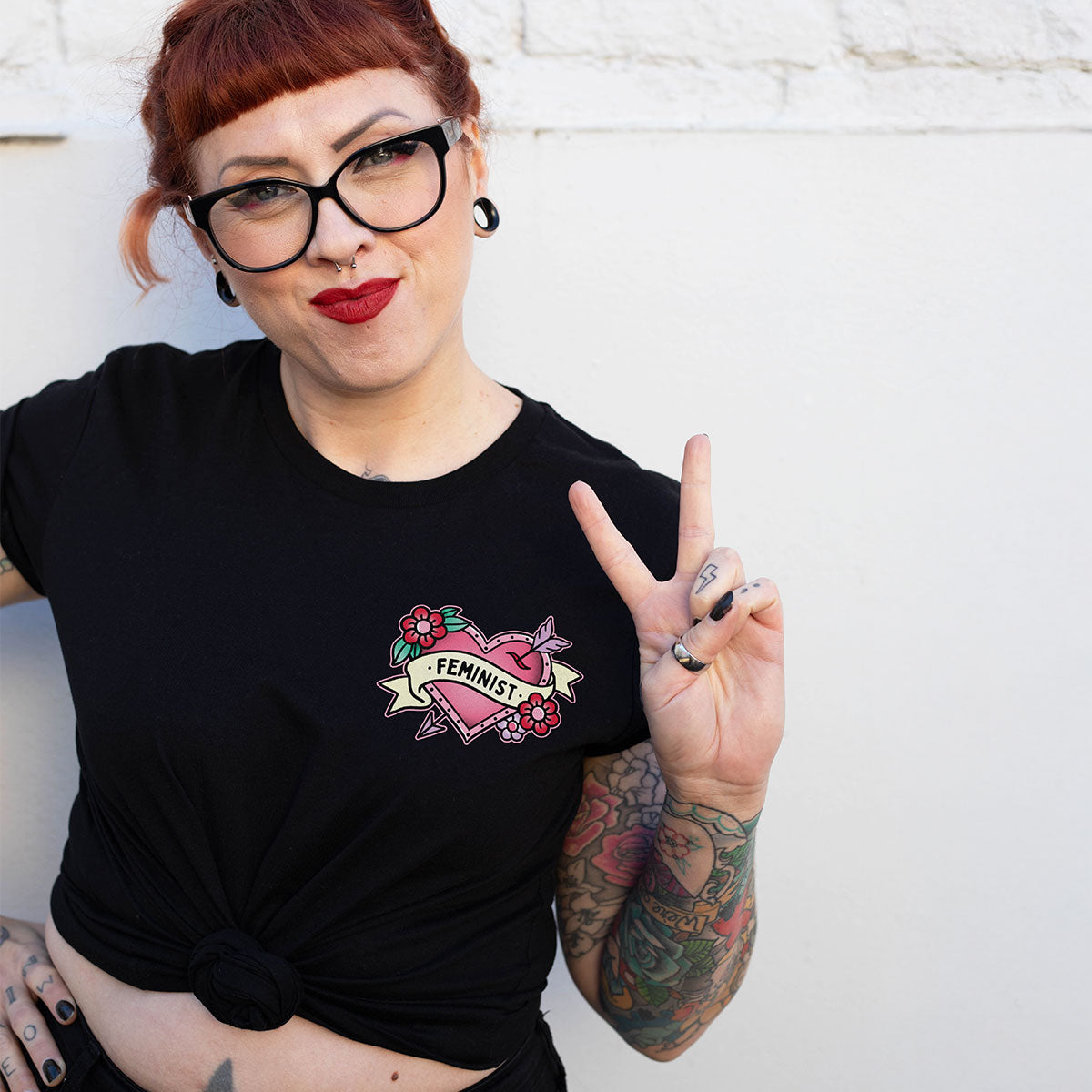 Feminist Heart T-Shirt-Feminist Apparel, Feminist Clothing, Feminist T Shirt, BC3001-The Spark Company