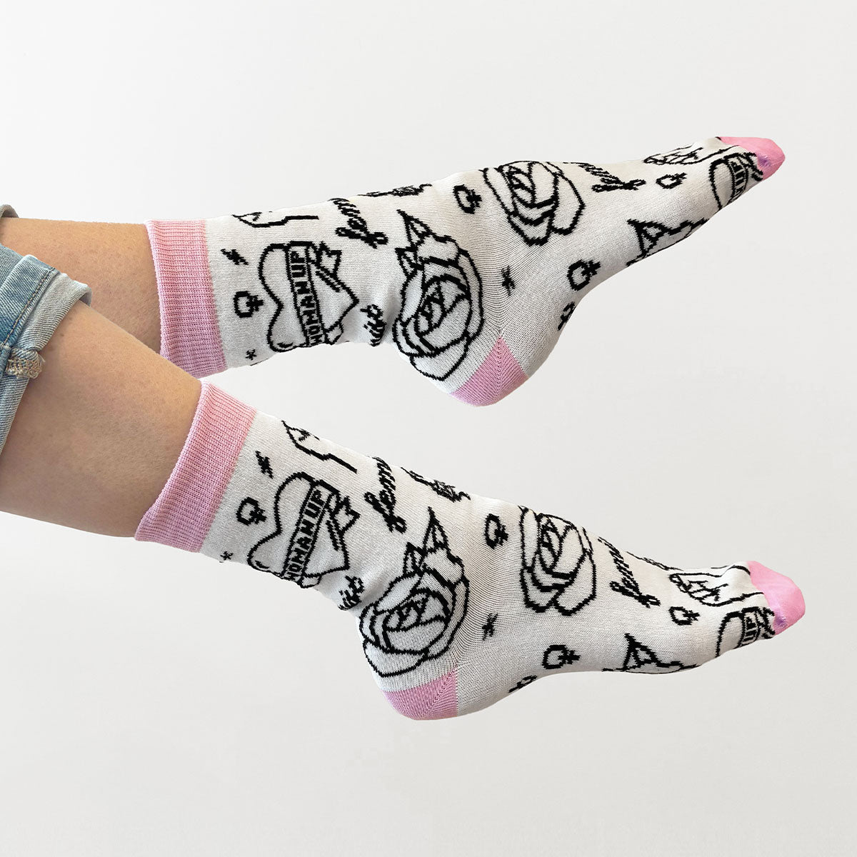 Feminist Tattoo Socks-Feminist Apparel, Feminist Clothing, Feminist Socks-The Spark Company