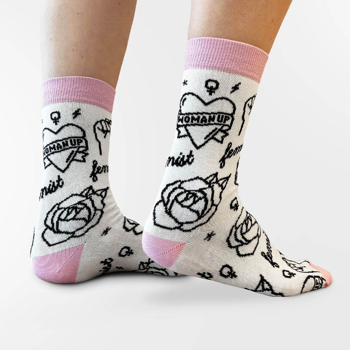 Feminist Tattoo Socks-Feminist Apparel, Feminist Clothing, Feminist Socks-The Spark Company