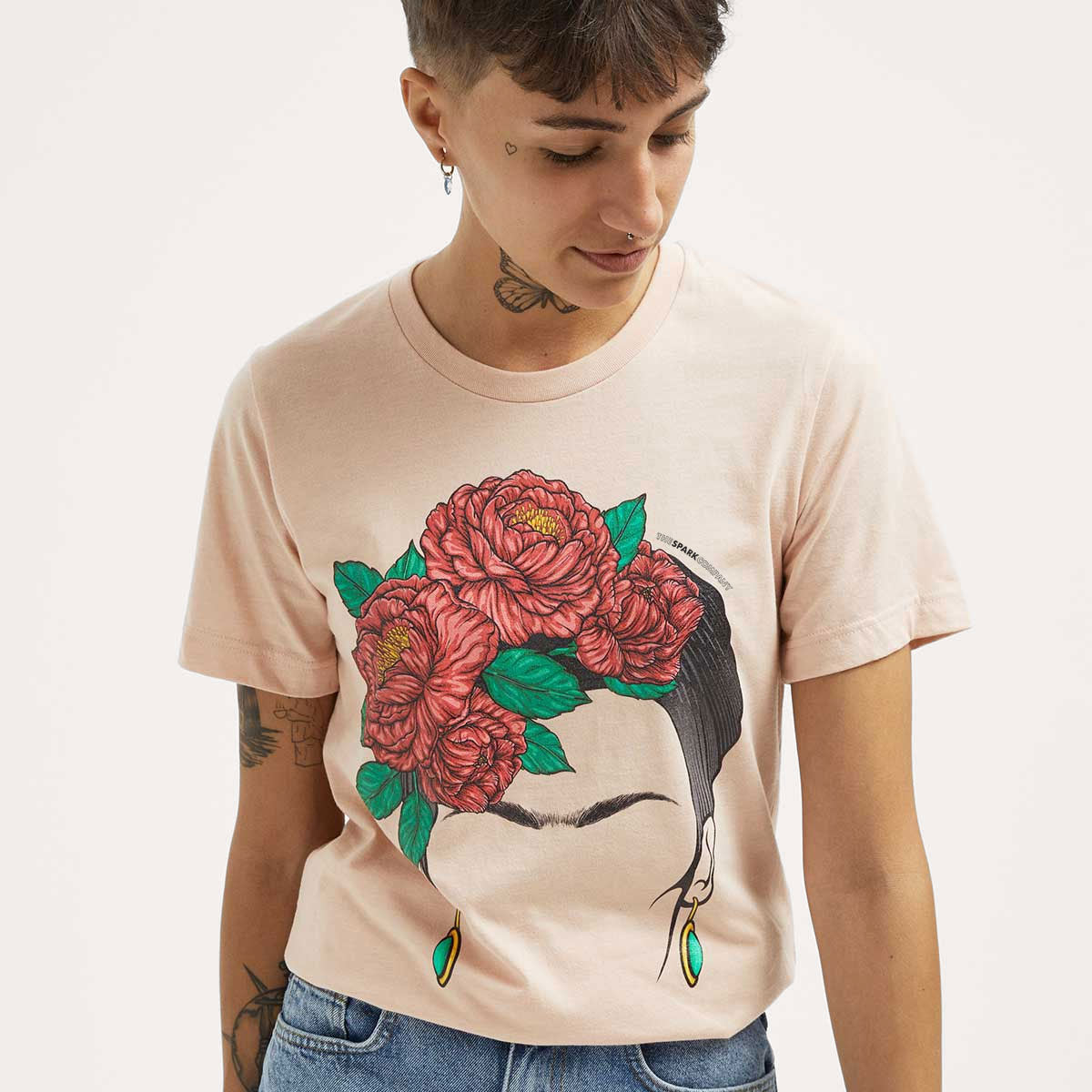 Frida Portrait T-Shirt-Feminist Apparel, Feminist Clothing, Feminist T Shirt, BC3001-The Spark Company