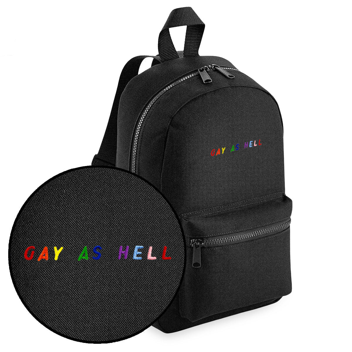 Gay As Hell Embroidered Mini Backpack-LGBT Apparel, LGBT Gift, LGBT Mini Backpack, BG153-The Spark Company