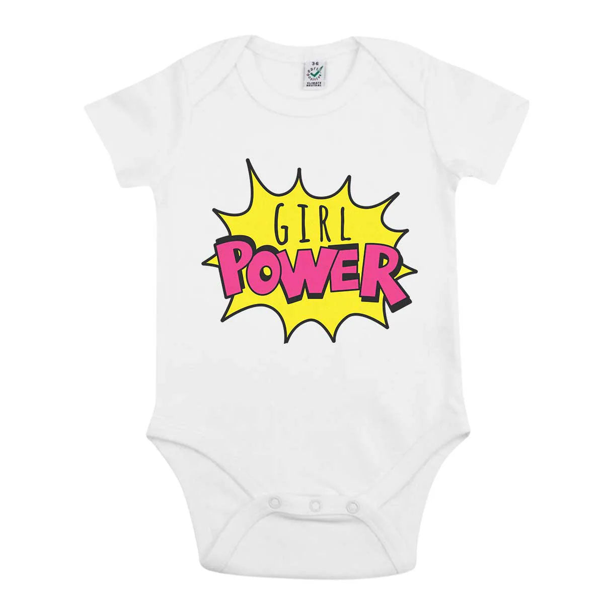 Girl Power Pop Art Babygrow-Feminist Apparel, Feminist Clothing, Feminist Baby Onesie, EPB02-The Spark Company
