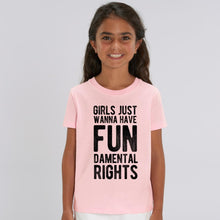 Load image into Gallery viewer, Girls Just Wanna Have Fundamental Rights Kids T-Shirt-Feminist Apparel, Feminist Clothing, Feminist Kids T Shirt, MiniCreator-The Spark Company