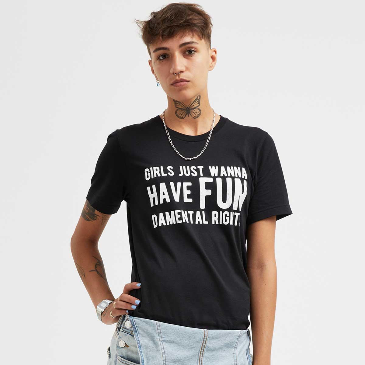 Girls Just Wanna Have Fundamental Rights T-Shirt-Feminist Apparel, Feminist Clothing, Feminist T Shirt, BC3001-The Spark Company