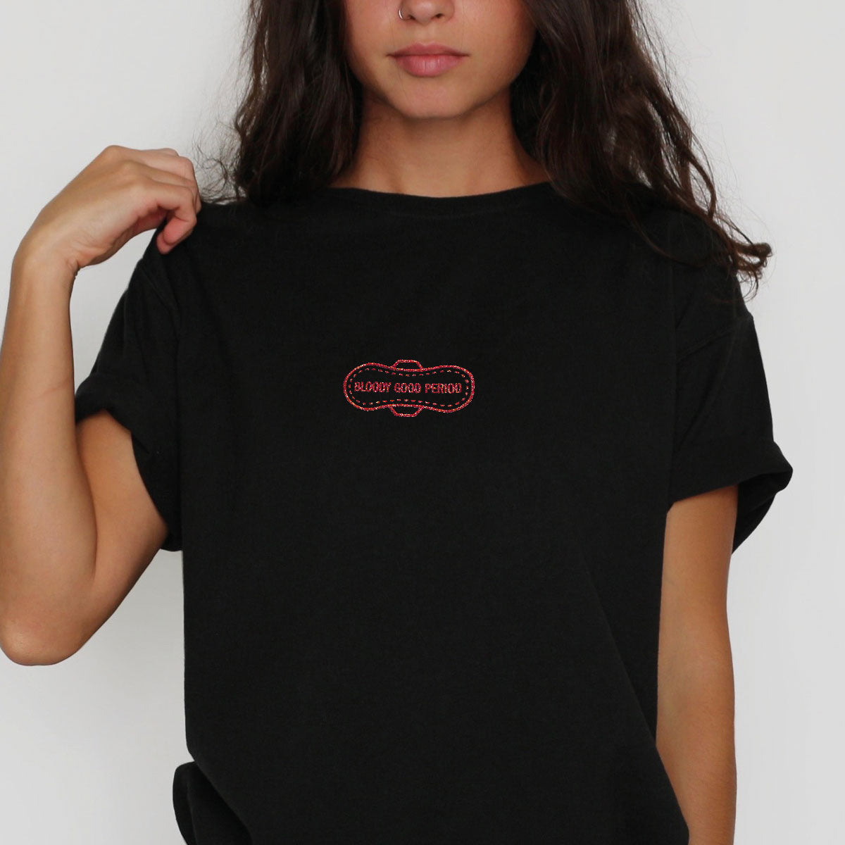Glitter Embroidered Bloody Good Period T-Shirt