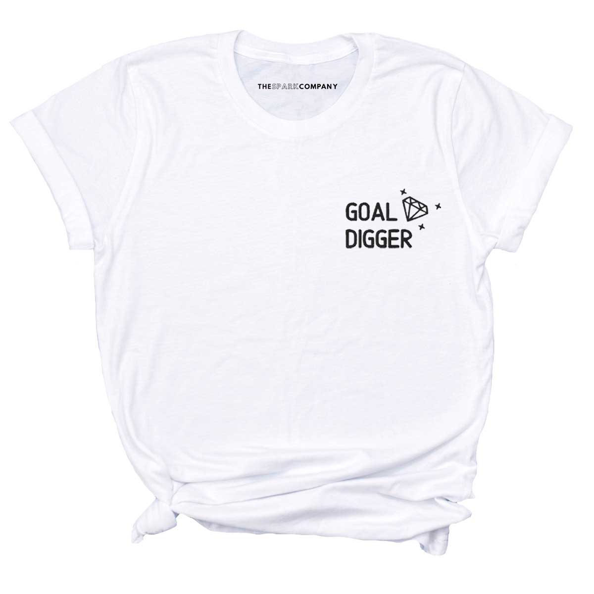 Goal Digger Embroidered T-Shirt-Feminist Apparel, Feminist Clothing, Feminist T Shirt, BC3001-The Spark Company