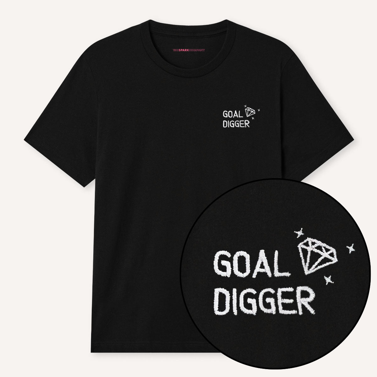 Goal Digger Embroidered T-Shirt-Feminist Apparel, Feminist Clothing, Feminist T Shirt, BC3001-The Spark Company