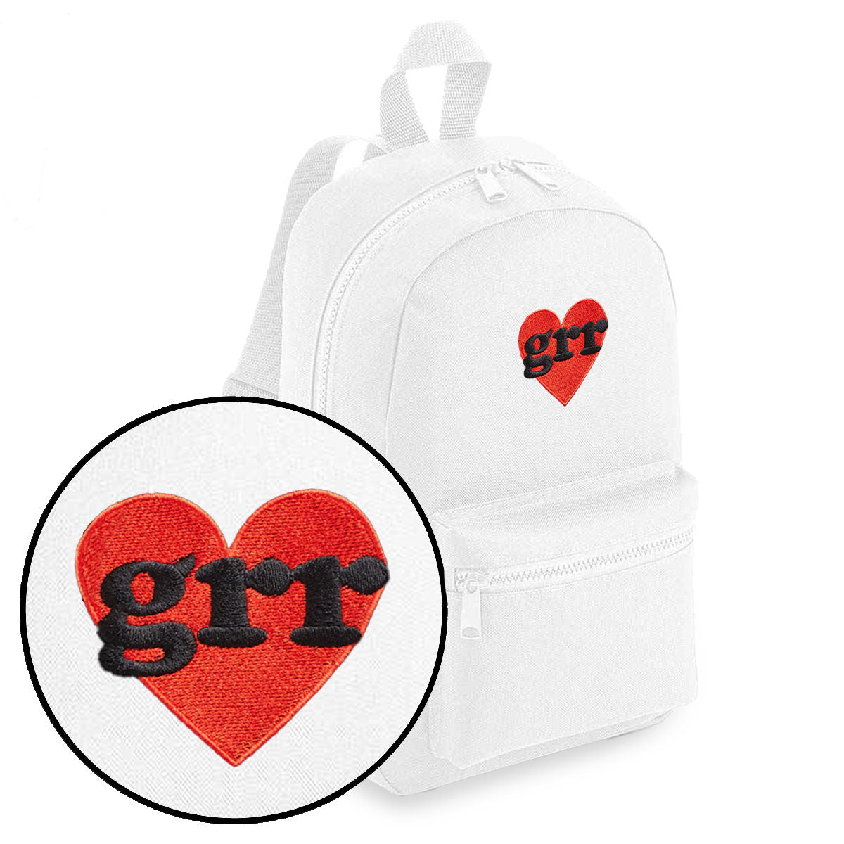 Grr Heart Embroidered Mini Backpack-Feminist Apparel, Feminist Gift, Feminist Mini Backpack, BG153-The Spark Company