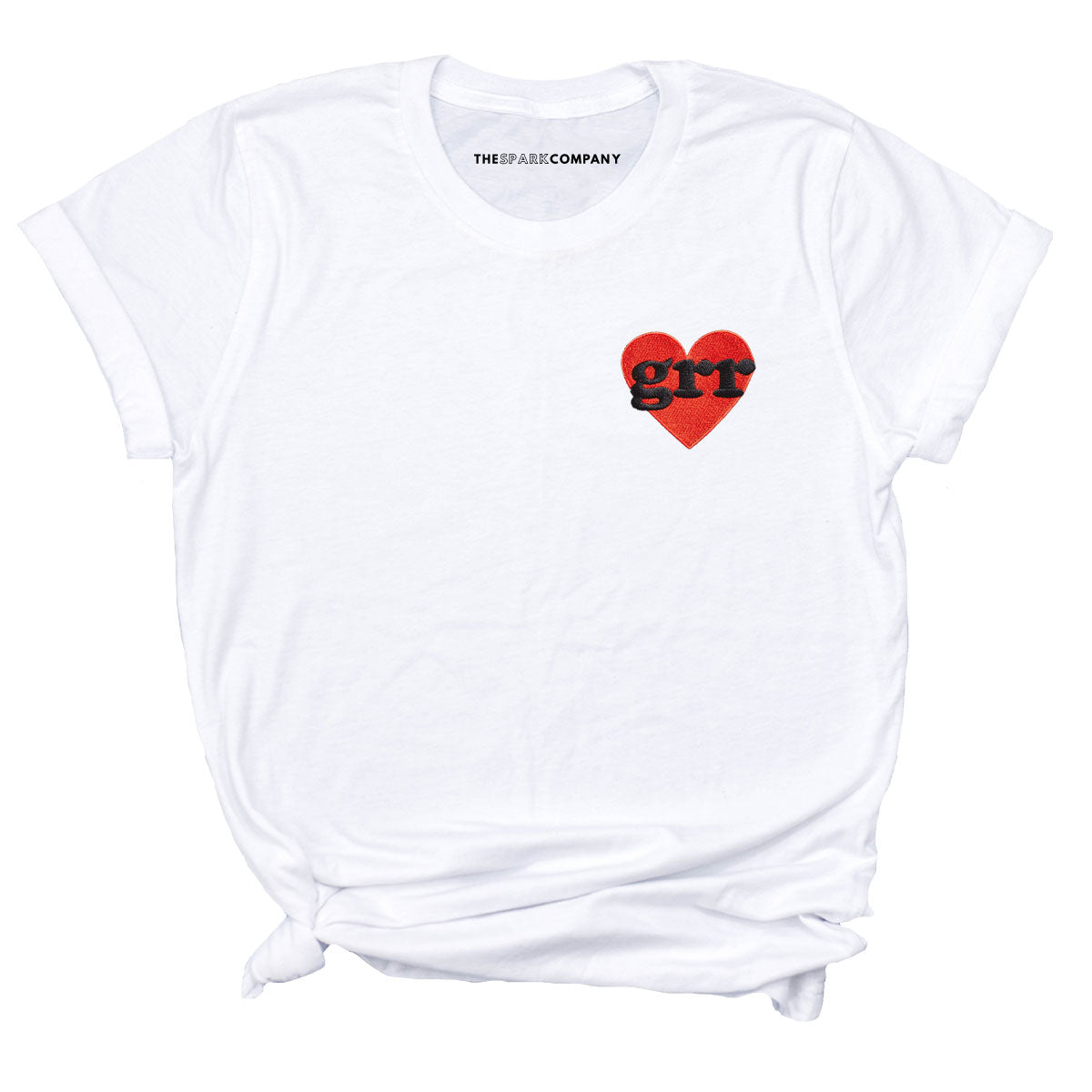 Grr Heart Embroidered T-Shirt-Feminist Apparel, Feminist Clothing, Feminist T Shirt, BC3001-The Spark Company
