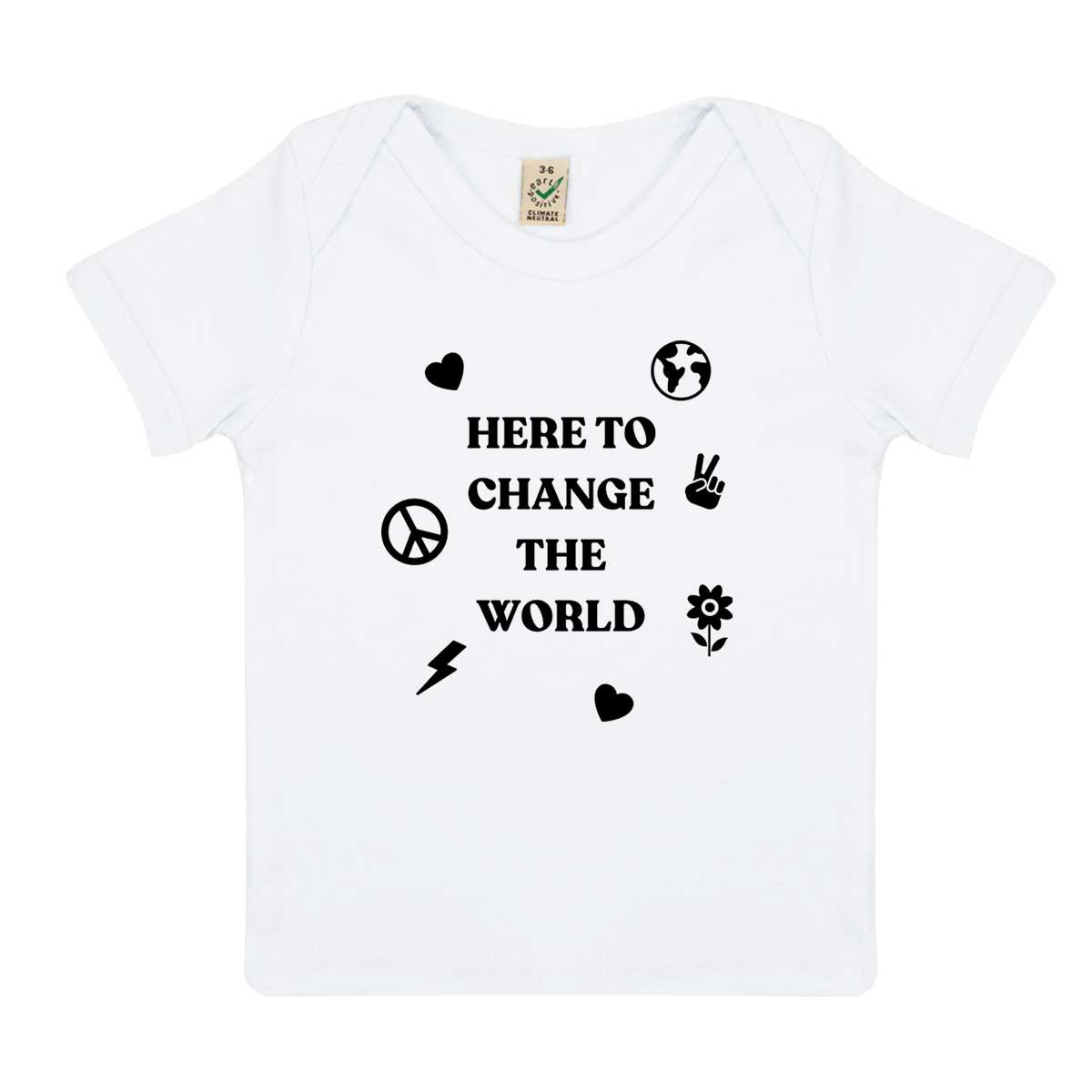 Here To Change The World Baby T-Shirt-Feminist Apparel, Feminist Clothing, Feminist Baby T Shirt, EPB01-The Spark Company