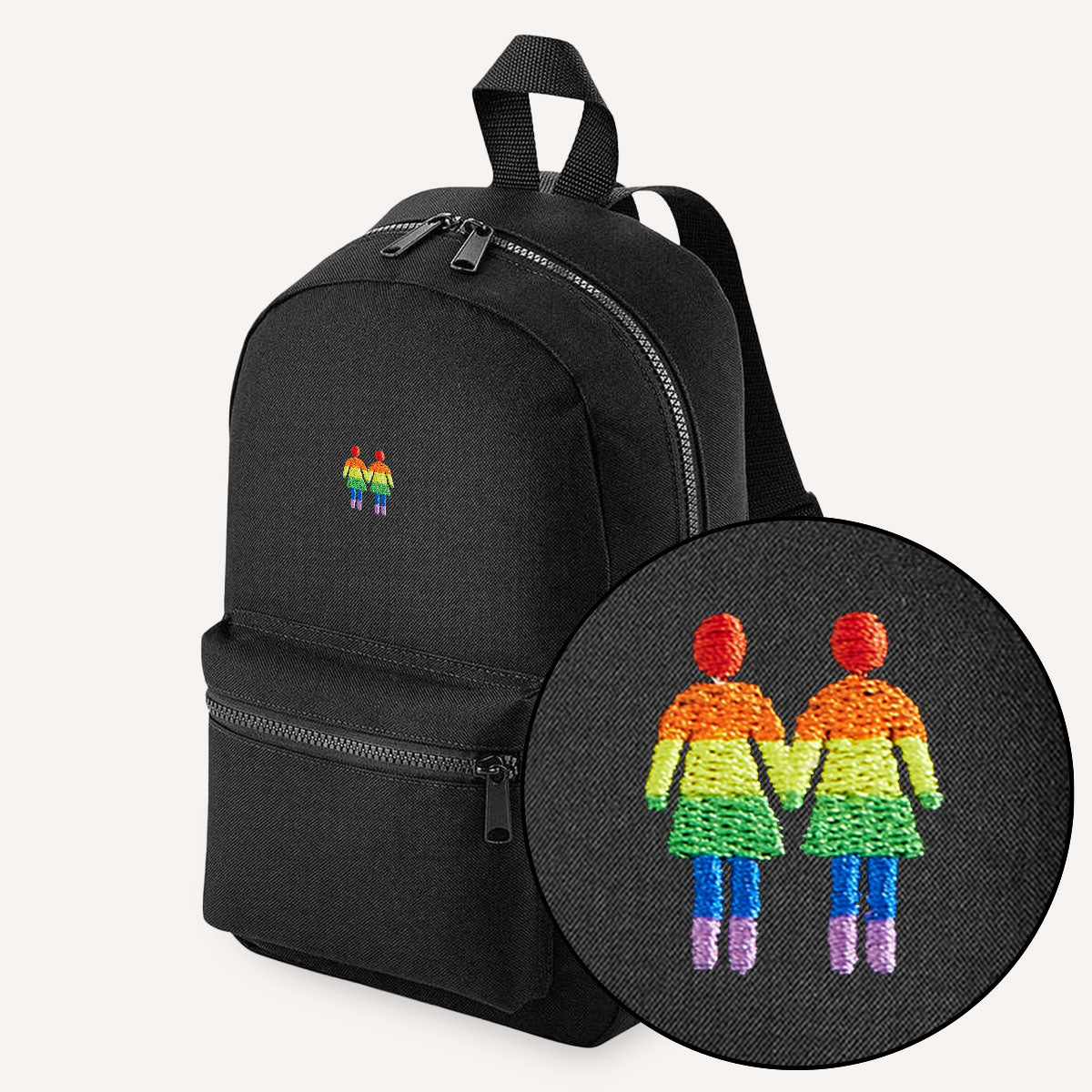 Holding Hands Embroidered Mini Backpack-LGBT Apparel, LGBT Gift, LGBT Mini Backpack, BG153-The Spark Company