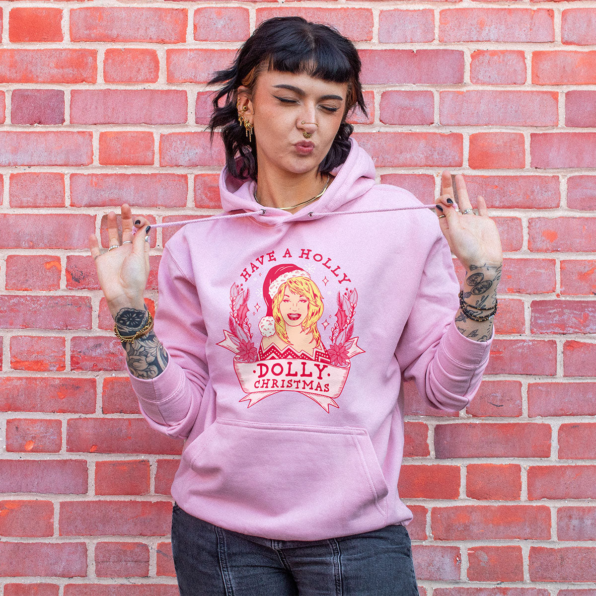 Holly Dolly Christmas Hoodie-Feminist Apparel, Feminist Clothing, Feminist Hoodie, JH001-The Spark Company