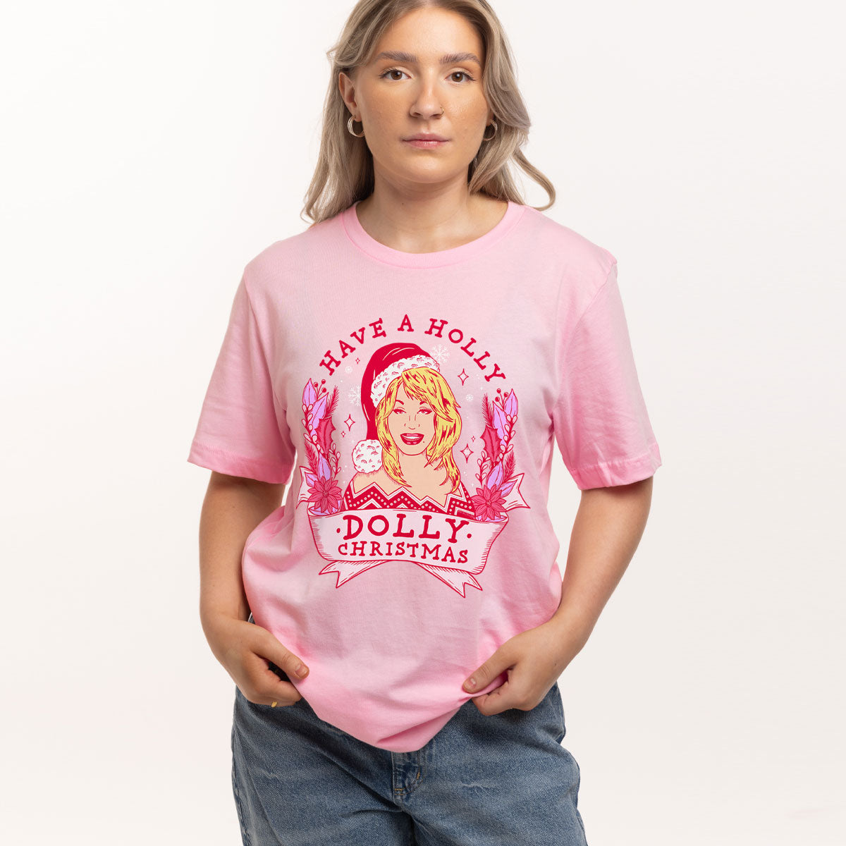 Holly Dolly Christmas Ugly Christmas T-Shirt-Feminist Apparel, Feminist Clothing, Feminist T Shirt, BC3001-The Spark Company