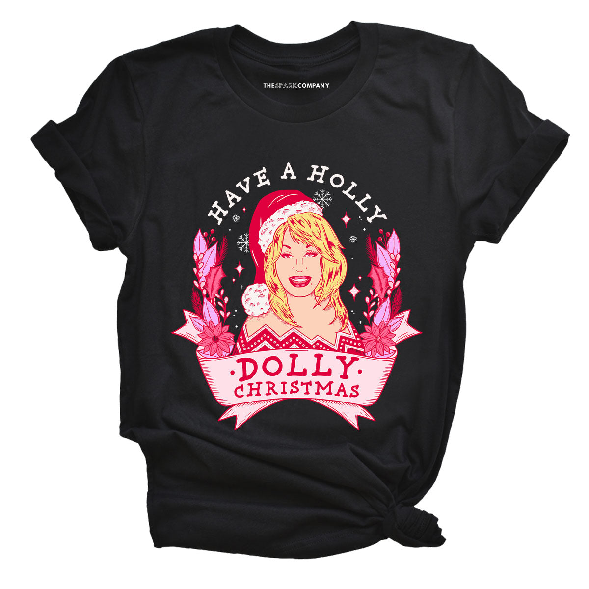 Holly Dolly Christmas Ugly Christmas T-Shirt-Feminist Apparel, Feminist Clothing, Feminist T Shirt, BC3001-The Spark Company
