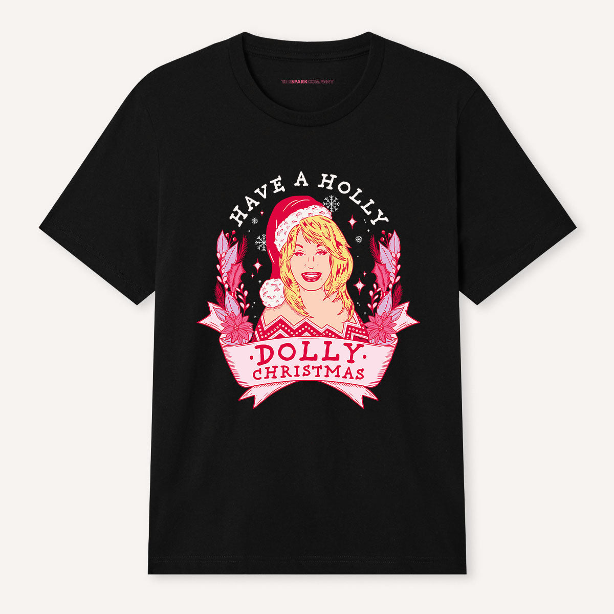 Holly Dolly Christmas Ugly Christmas T-Shirt-Feminist Apparel, Feminist Clothing, Feminist T Shirt, BC3001-The Spark Company