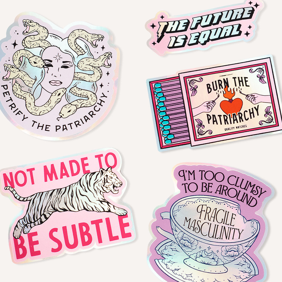 Holographic Sticker Pack-Feminist Apparel, Feminist Gift, Feminist Stickers-The Spark Company