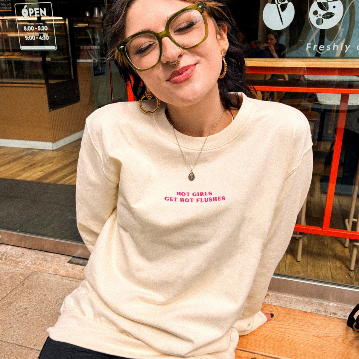 Hot Girls Get Hot Flushes Embroidered Sweatshirt-Feminist Apparel, Feminist Clothing, Feminist Sweatshirt, JH030-The Spark Company