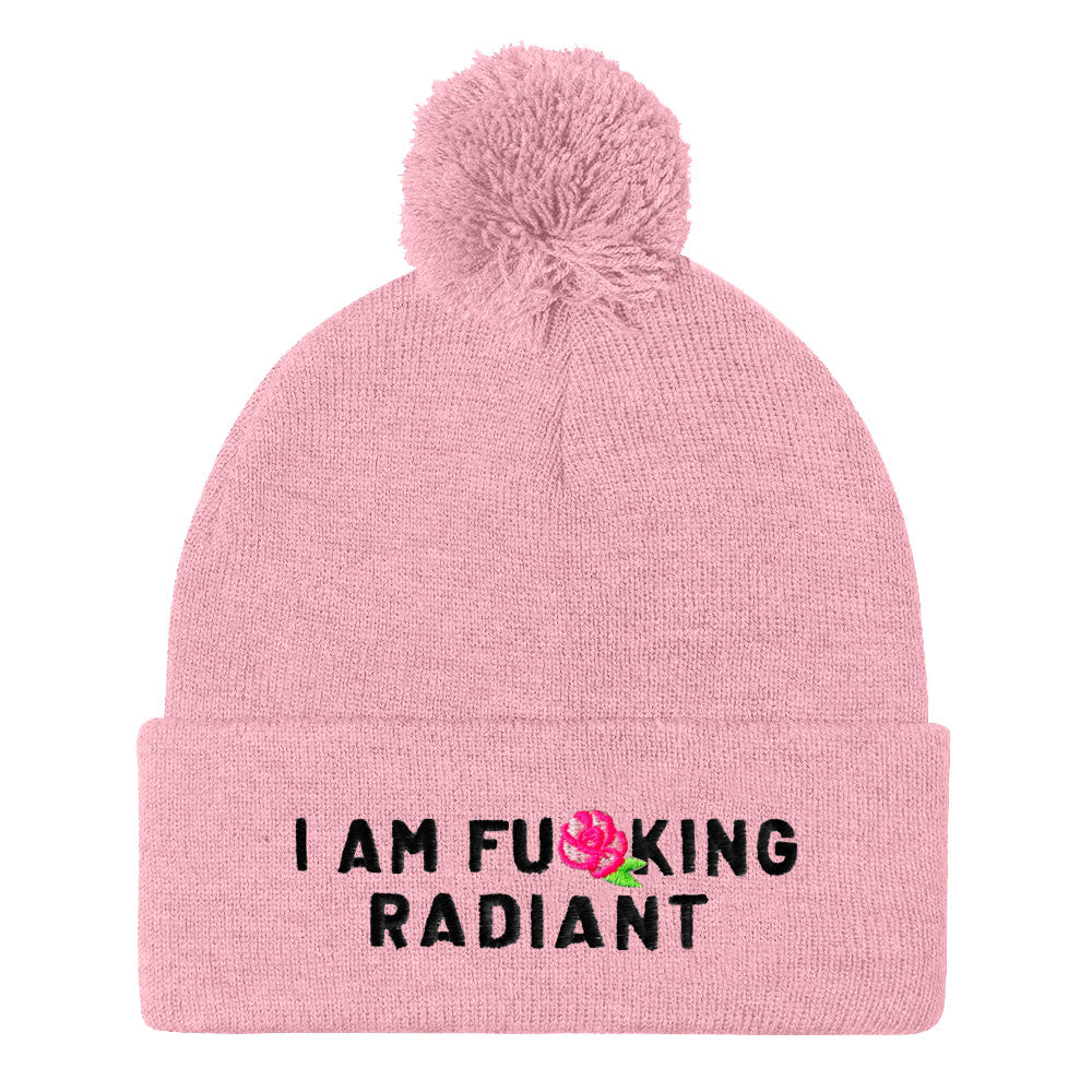I Am F*cking Radiant Embroidered Pom Pom Beanie Hat-Feminist Apparel, Feminist Gift, Feminist Beanie Hat BB426-The Spark Company