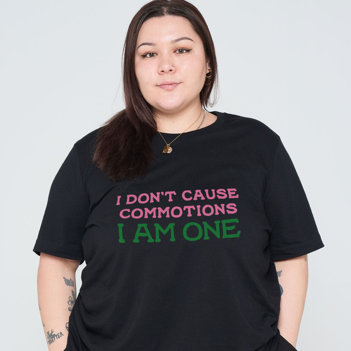 I Don't Cause Commotions, I Am One T-Shirt-Feminist Apparel, Feminist Clothing, Feminist T Shirt, BC3001-The Spark Company